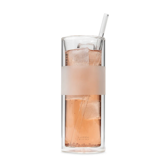 12oz Glass & Straw, 2 Sets, Clear