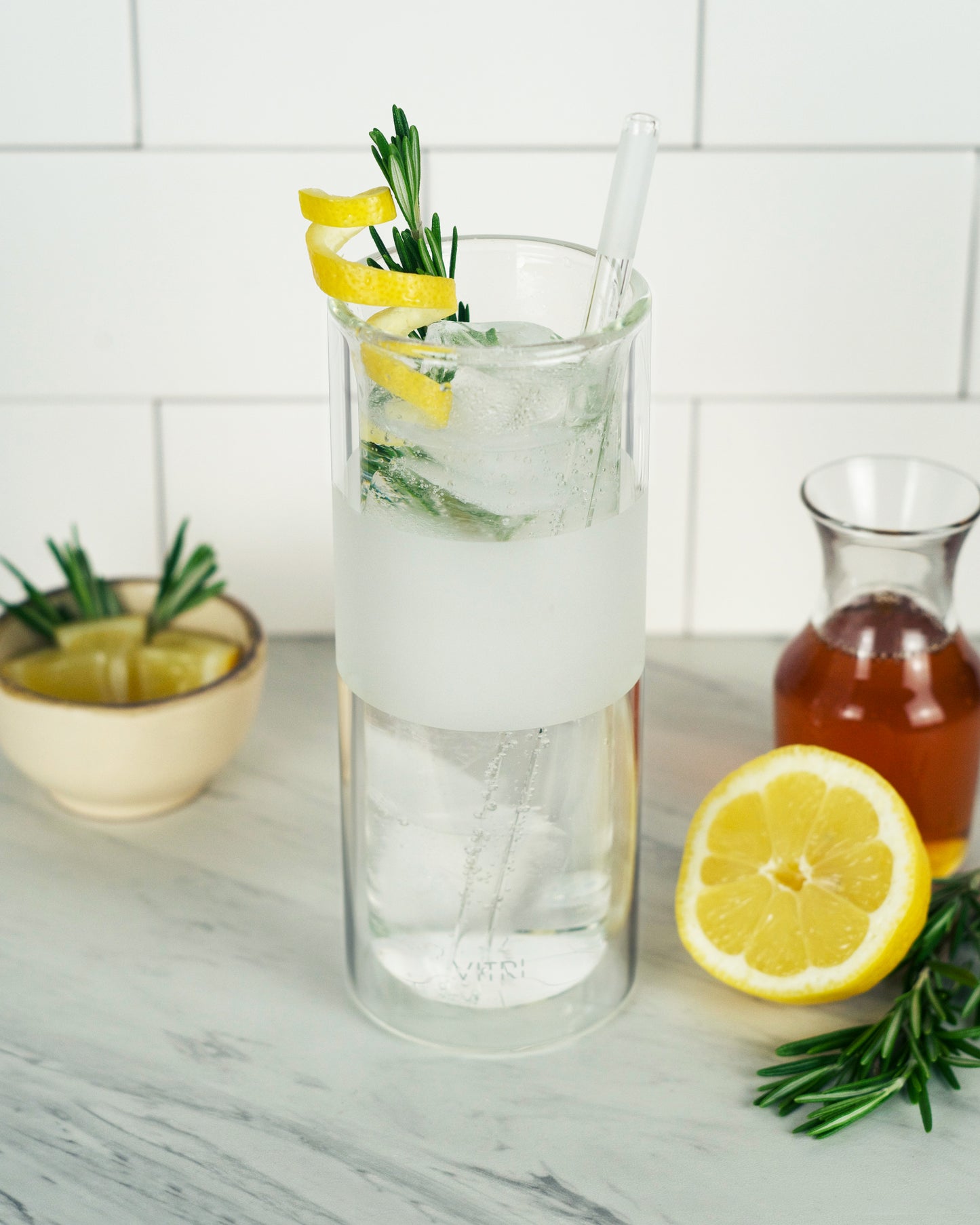 12oz Glass & Straw, 2 Sets, Clear