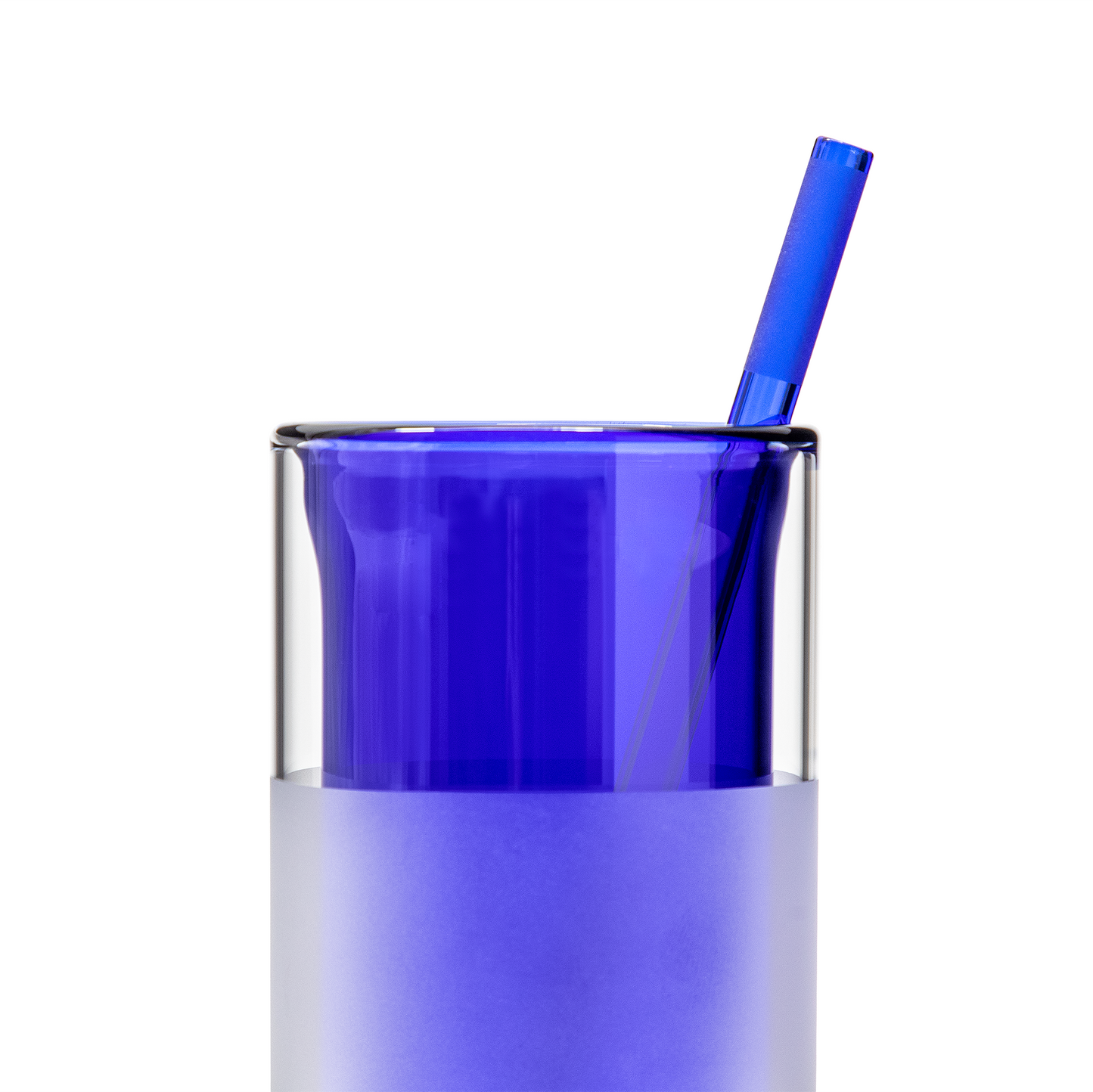 12oz Glass & Straw, 2 Pieces, Cobalt