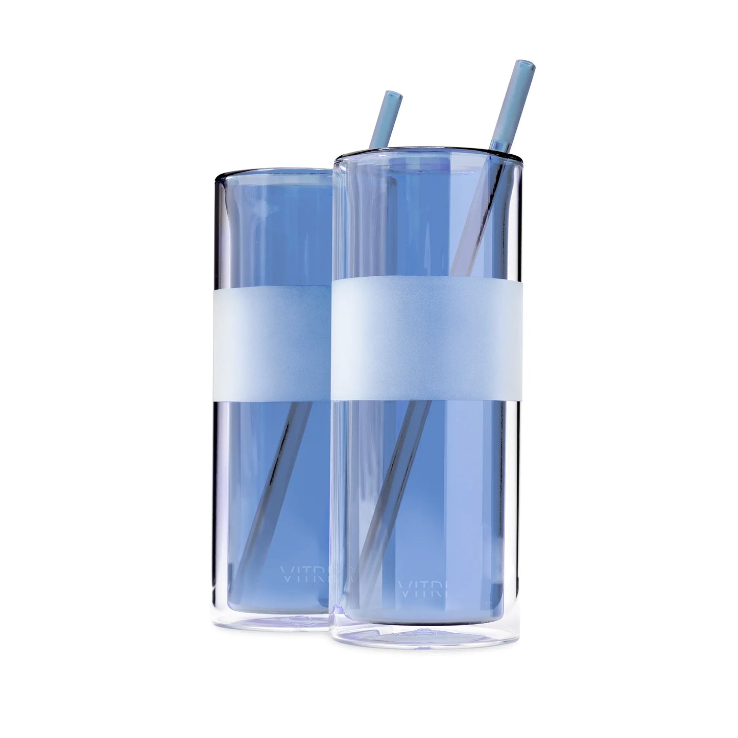 12oz Glass & Straw, 2 Sets, Marine