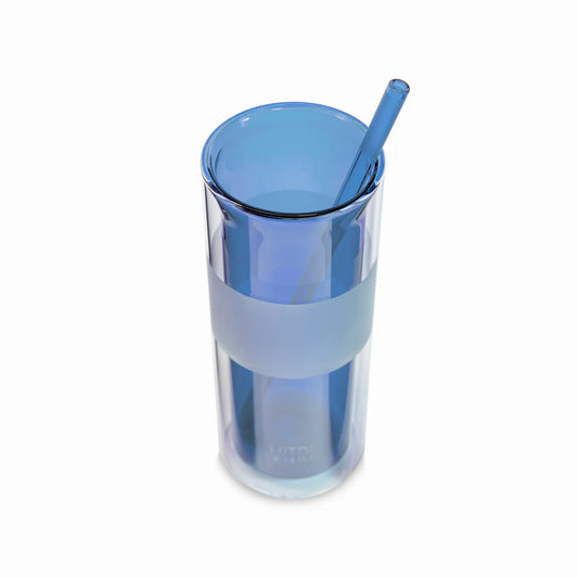 12oz Glass & Straw, 2 Sets, Marine