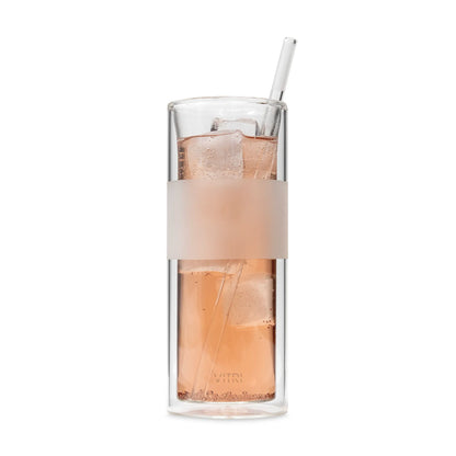 12oz Glass & Straw, 2 Sets, Clear