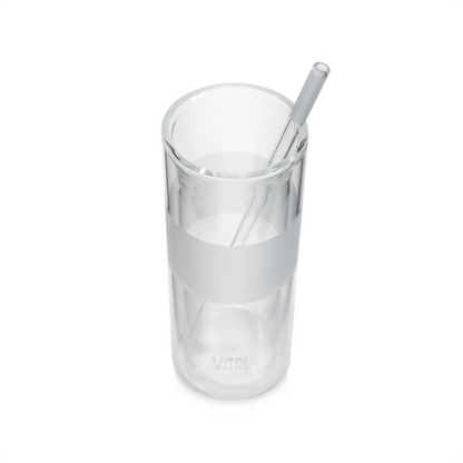 12oz Glass & Straw, 2 Pieces, Clear