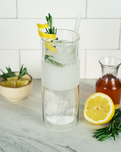 12oz Glass & Straw, 2 Sets, Clear
