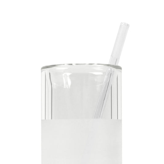 VITRI clear glass straw in a clear double-wall borosilicate glass cup