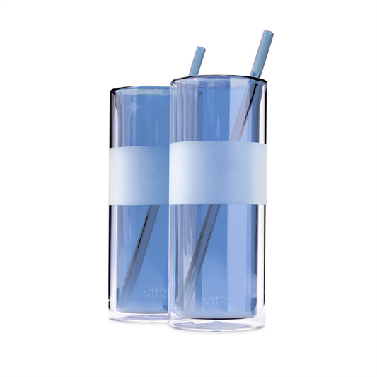 12oz Glass & Straw, 2 Pieces, Marine