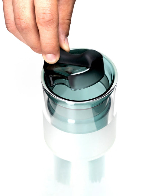 All-Glass Lidded Tumbler, 10oz, Aqua