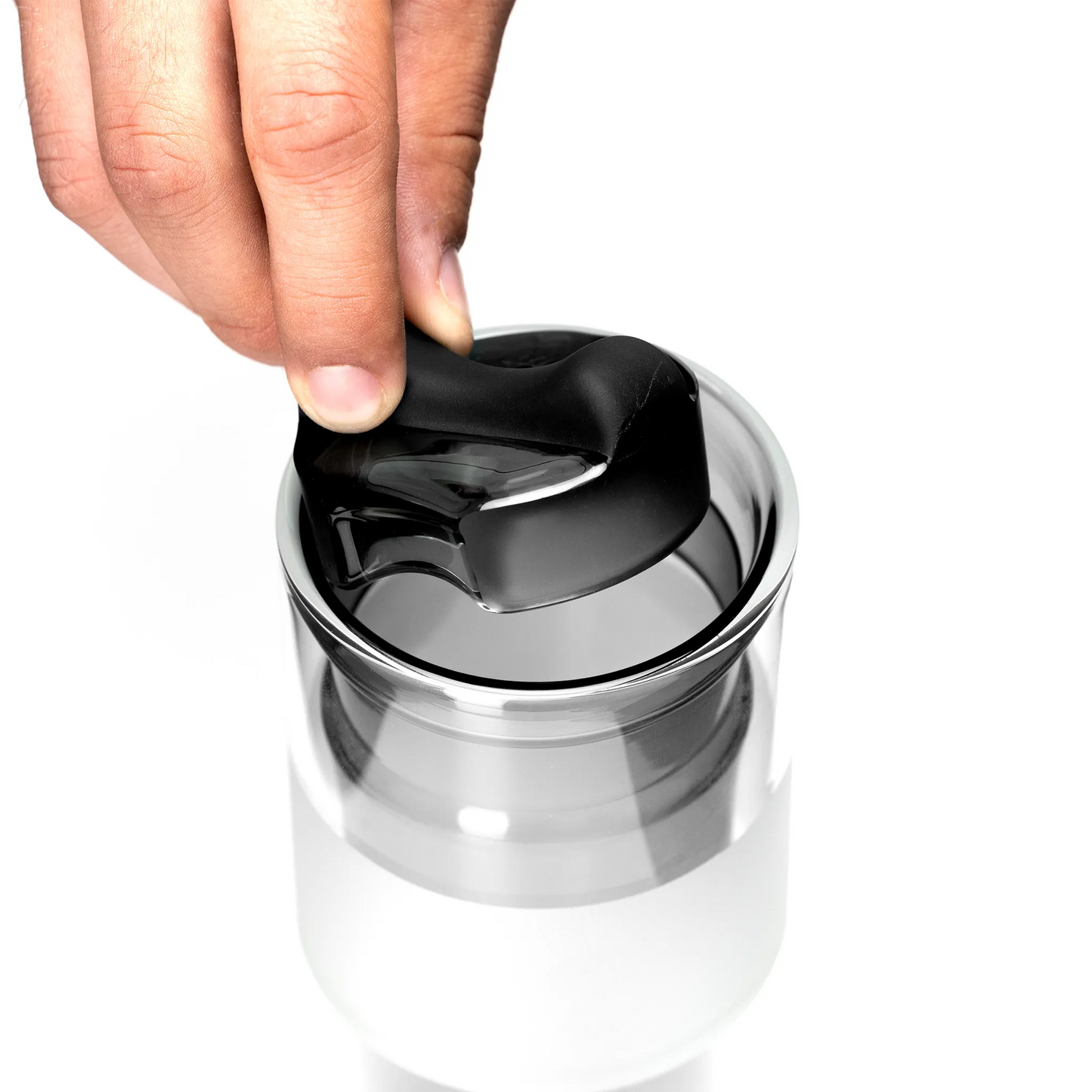 All-Glass Lidded Tumbler, 10oz, Graphite