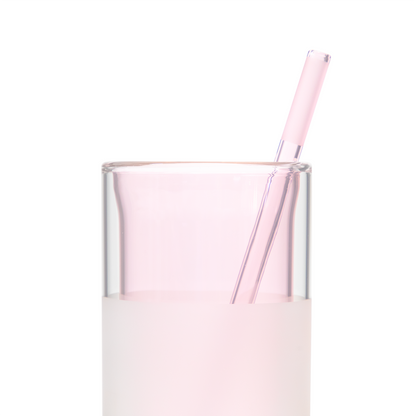 12oz Glass & Straw, 2 Pieces, Rose