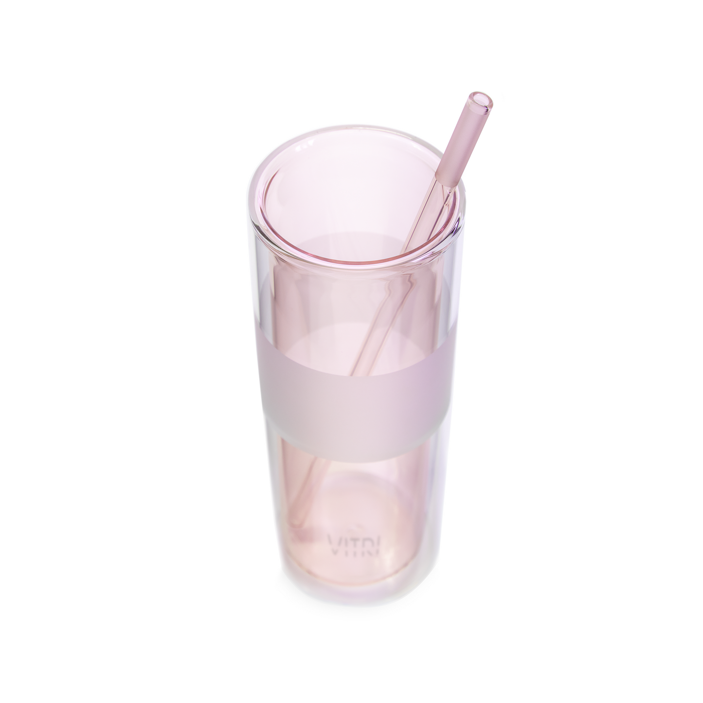 12oz Glass & Straw, 2 Pieces, Rose