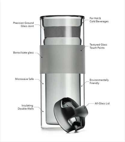 All-Glass Lidded Tumbler, 10oz, Graphite