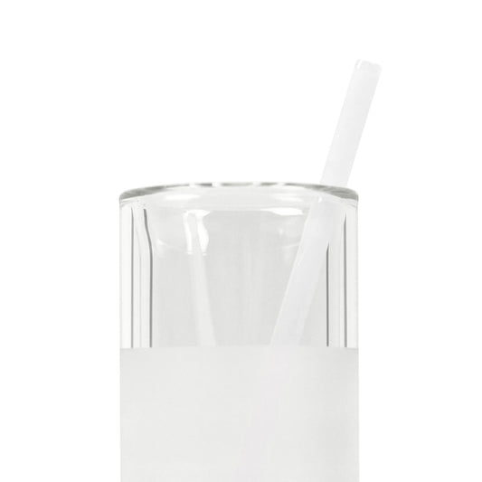 VITRI white glass straw in a clear double-wall borosilicate glass cup